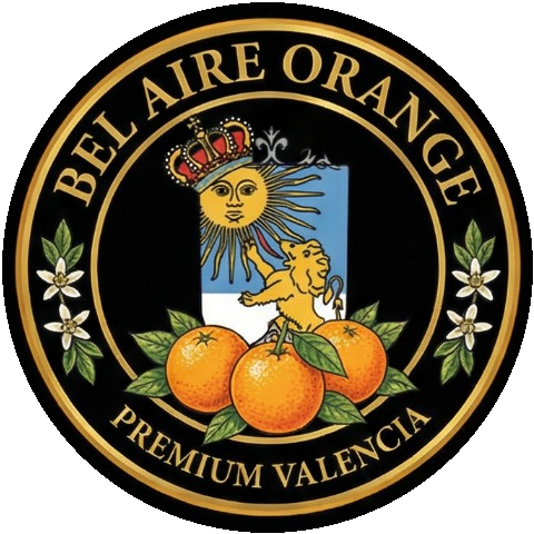 Bel Aire Orange — Heraldisch wapen met Belgische leeuw en Argentijnse Sol de Mayo